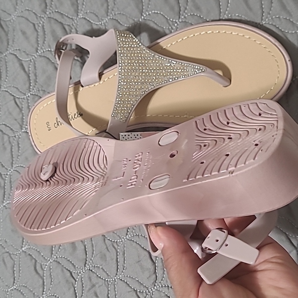 Chatties Cushioned Insole Rhinestone Thong Sandals - Picture 3 of 6